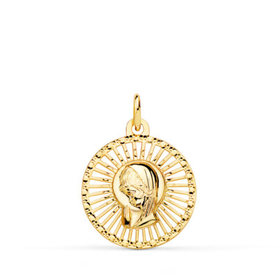 Medalla Virgen Niña Cerco Calado 18K