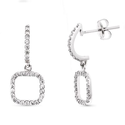 Pendientes Line Scuare Oro Blanco 18K