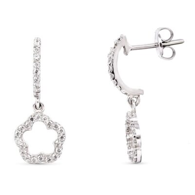 Pendientes Line Star Oro Blanco 18K