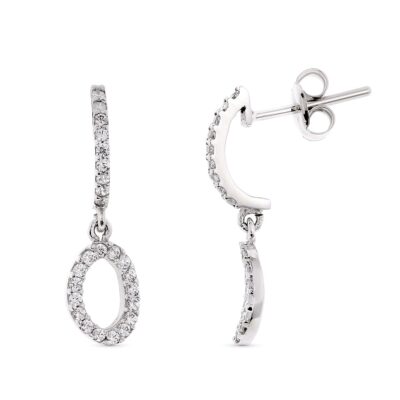 Pendientes Line Circle Oro Blanco 18K