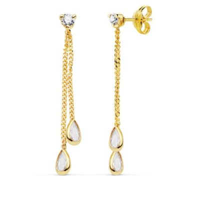 Pendientes Gota Chain Oro Amarillo 18K