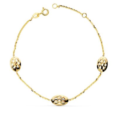 Pulsera Ovales Calados Oro Amarillo 18K