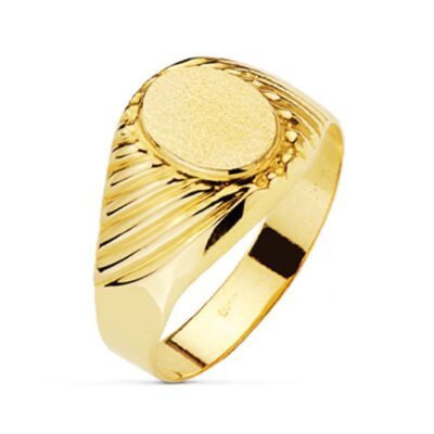 Sello Ovalado Tallado Estriado Oro 18K