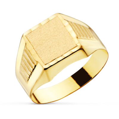 Sello Cuadrado Tallado Escalon Oro 18K