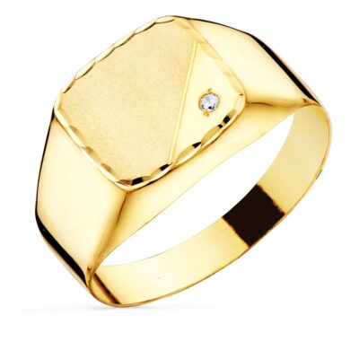 Sello Rectangular Circonita Oro 18K