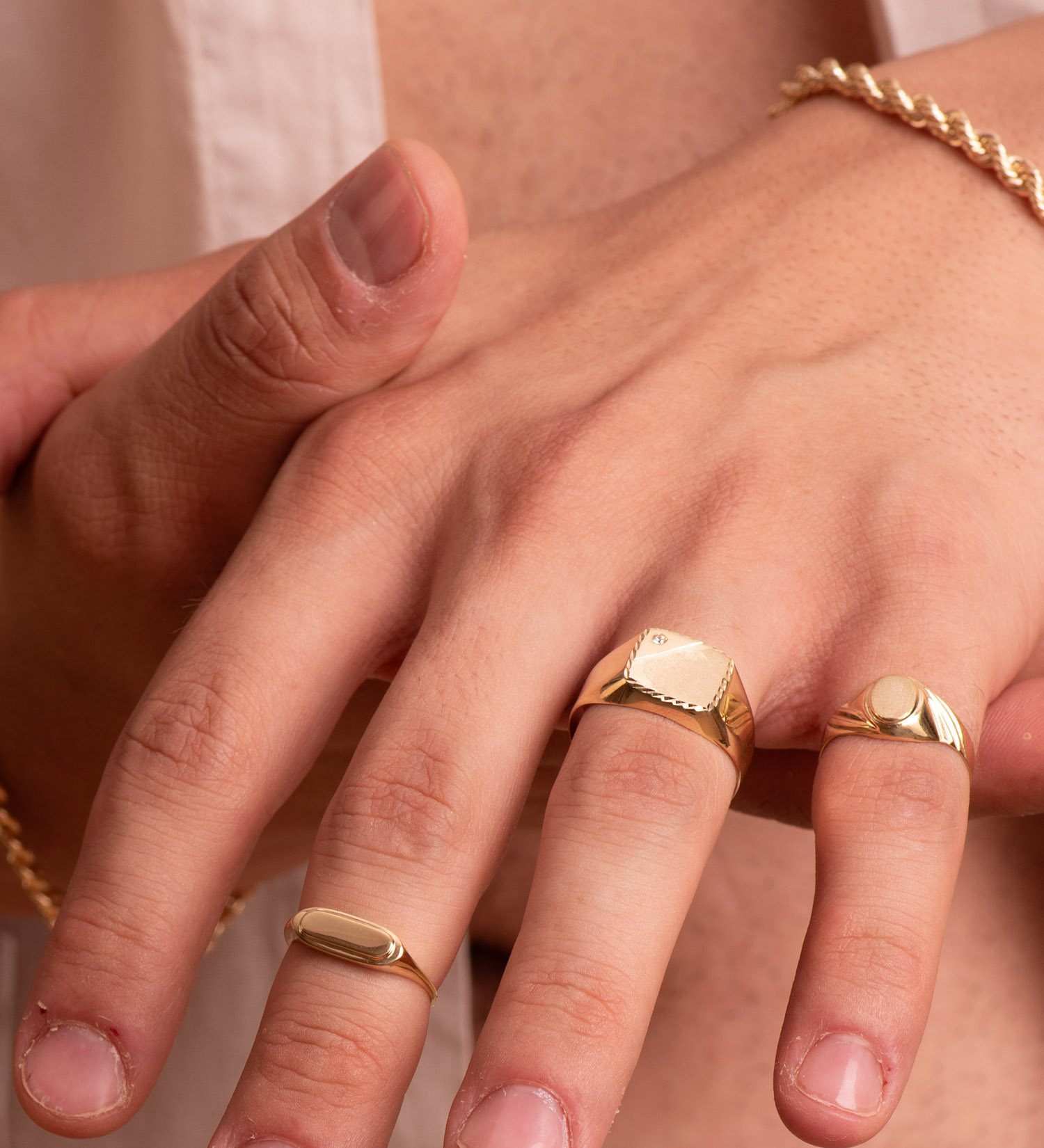Sello Rectangular Circonita Oro 18K - Imagen 2