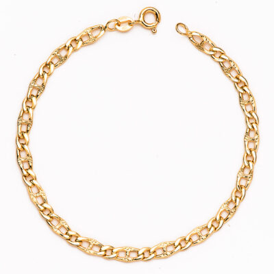 Pulsera Ancla Martillada 4mm Oro 18K