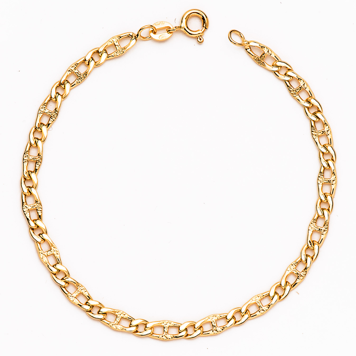 Pulsera Ancla Martillada 4mm Oro 18K