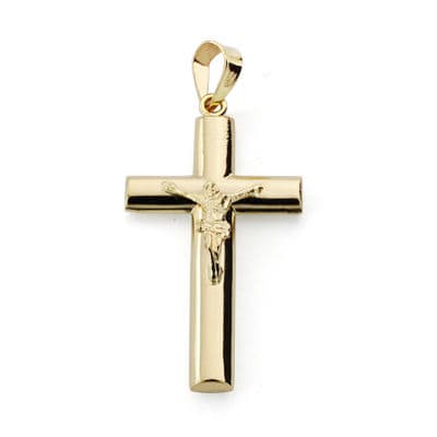 Cruz Cristo Lisa Palo Oval Oro 18K