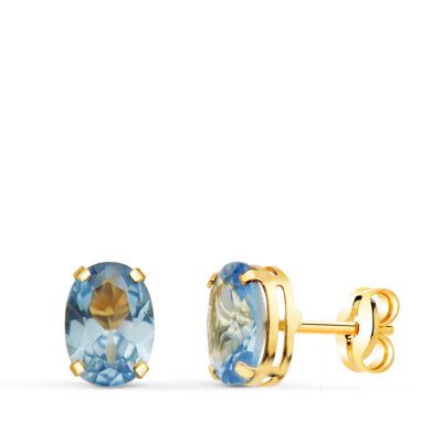 Pendientes Light Blue Oval Oro Amarillo 18K