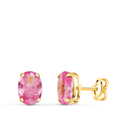 Pendientes Rose Oval Oro Amarillo 18K