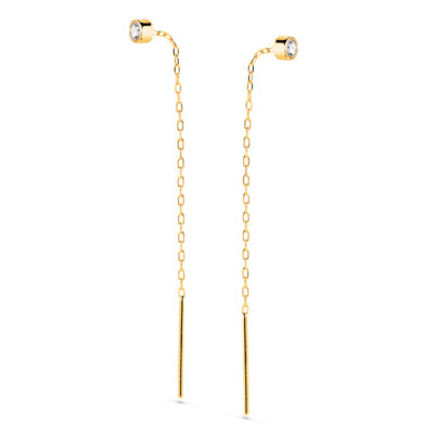 Pendientes Chaton Chain Oro Amarillo 18K