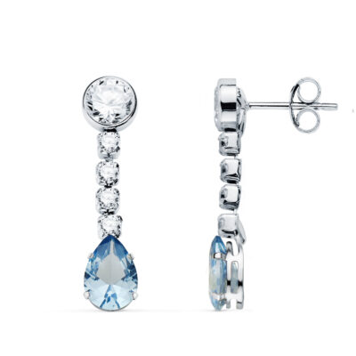 Pendientes Chaton Gota Light Blue Oro Blanco 18K