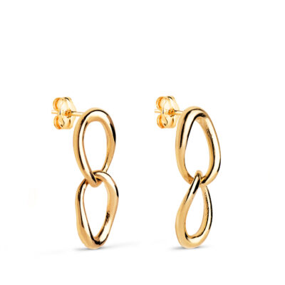 Pendientes Ovales Ondulados Oro Amarillo 18K