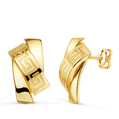 Pendientes Twist Greca Oro Amarillo 18K