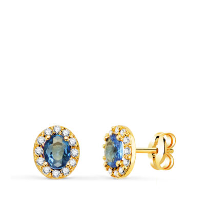 Pendientes Blue Rose Oro Amarillo 18K