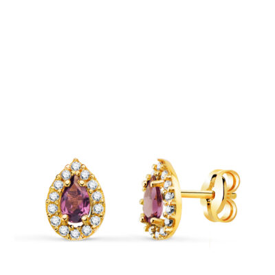Pendientes Red Roset Gota Oro Amarillo 18K
