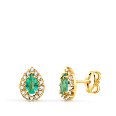 Pendientes Green Roset Gota Oro Amarillo 18K