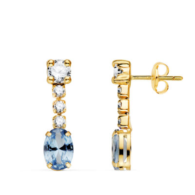 Pendientes Oval Light Blue Oro Amarillo 18K