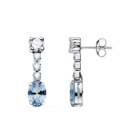 Pendientes Oval Light Blue Oro Blanco 18K