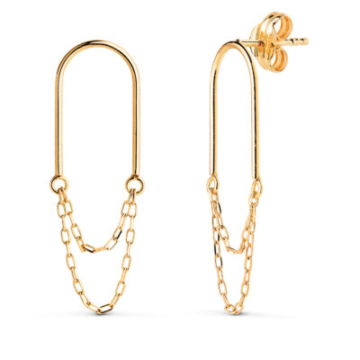 Pendientes Doble Chain Oro Amarillo 18K