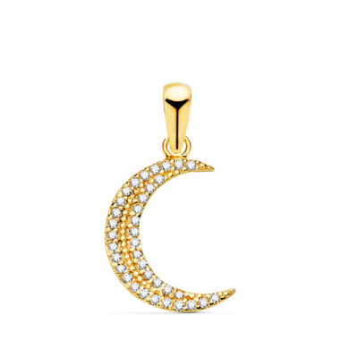 Colgante Media Luna Circonitas Oro 18K
