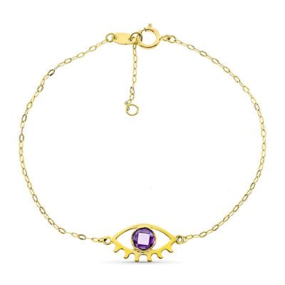 Pulsera Purple Eye Oro Amarillo 18K