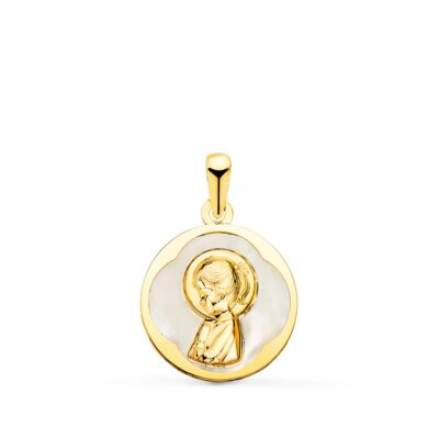Medalla Virgen Niña Nácar 18K