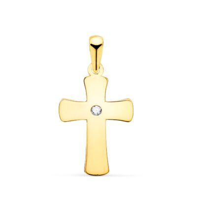 Cruz Lisa Circonita Oro 18K