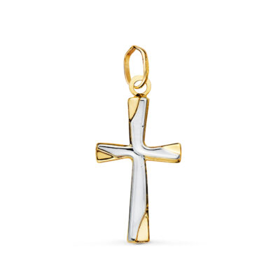 Cruz Facet Rectangular Oro Blanco 18K