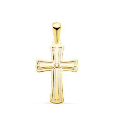 Cruz Nácar Circonita Oro 18K