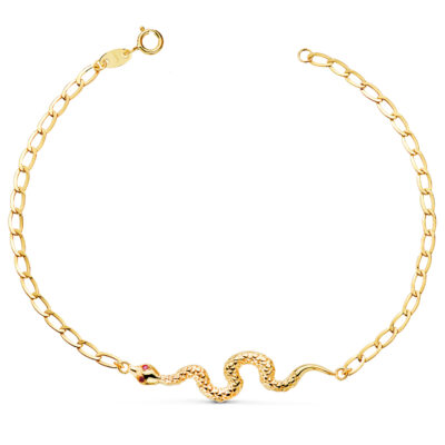Pulsera Serpiente Rubí Oro Amarillo 18K