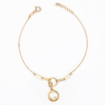 Pulsera Heart Shine Charm Oro Amarillo 18K