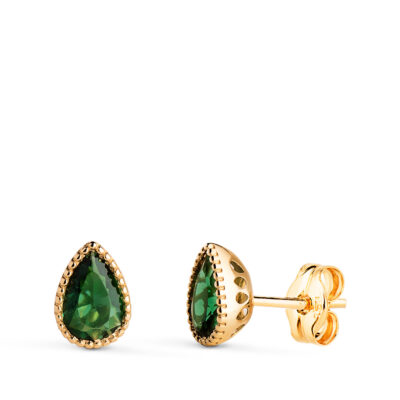 Pendientes Green Gota Oro Amarillo 18K
