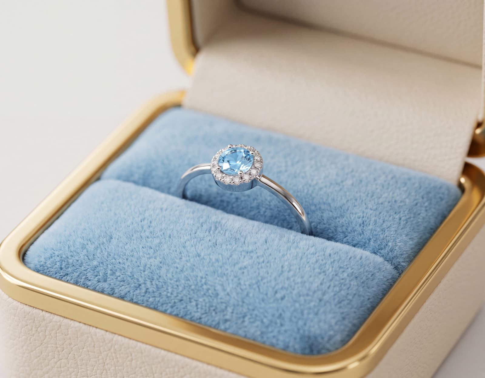 Sortija Akira Diamantes Aguamarina Oro Blanco 18K - Imagen 2