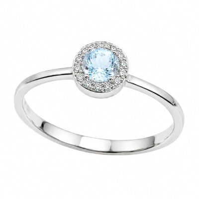 Sortija Akira Diamantes Aguamarina Oro Blanco 18K