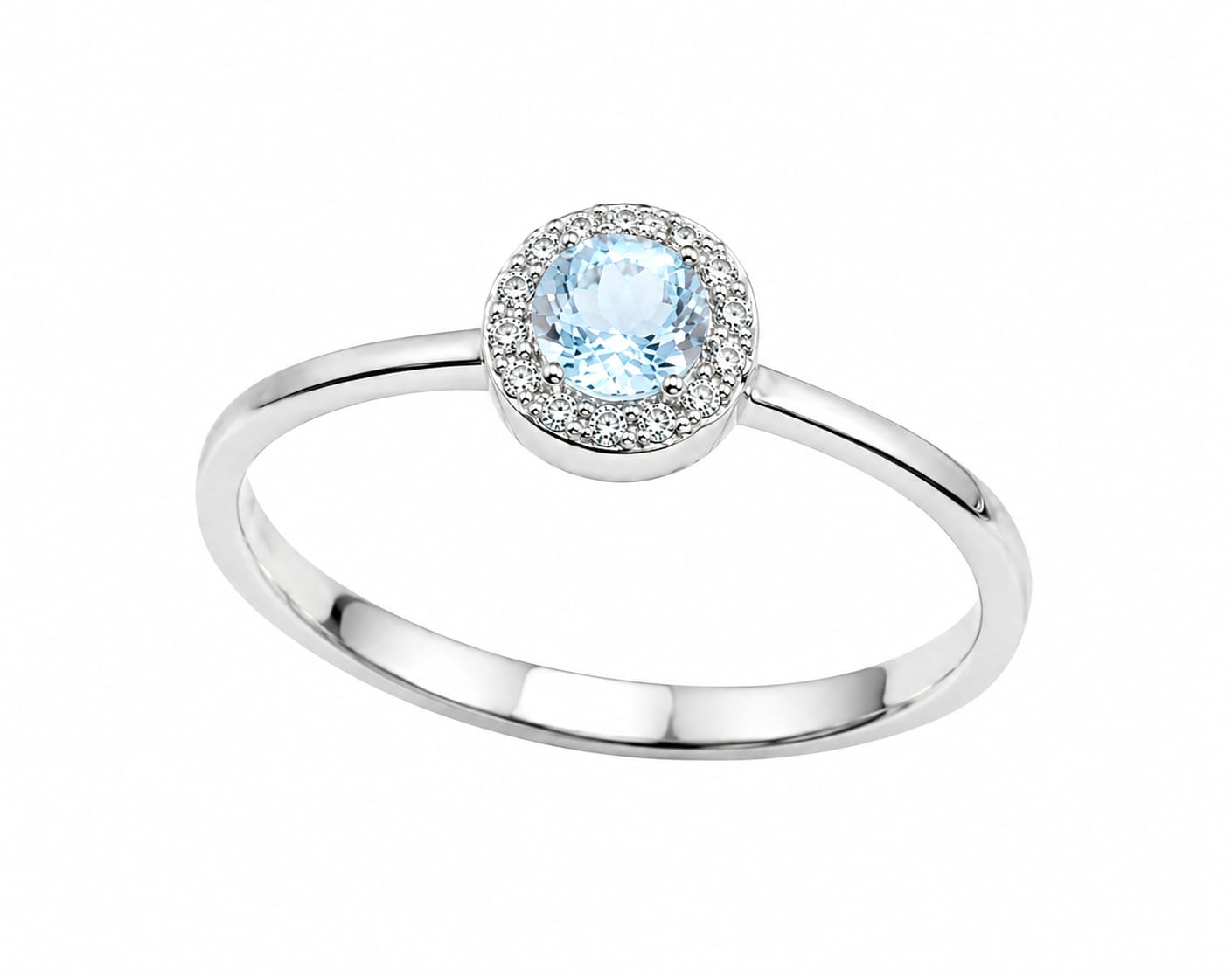 Sortija Akira Diamantes Aguamarina Oro Blanco 18K