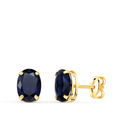 Pendientes Blue Oval Oro Amarillo 18K