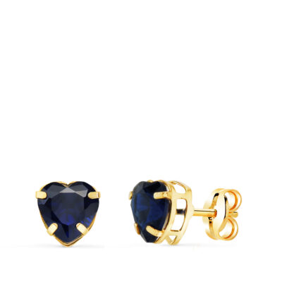 Pendientes Blue Heart Oro Amarillo 18K