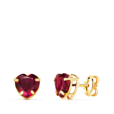 Pendientes Red Heart Oro Amarillo 18K