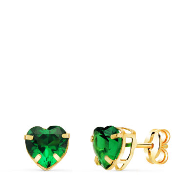 Pendientes Green Heart Oro Amarillo 18K
