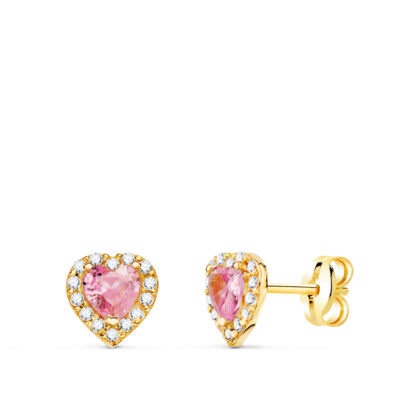 Pendientes Rose Roset Heart Oro Amarillo 18K
