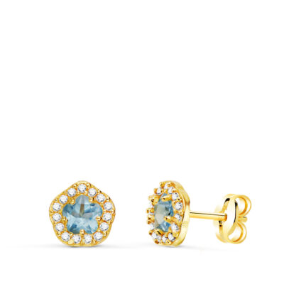 Pendientes Light Blue Star Oro Amarillo 18K