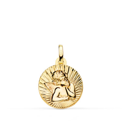 Medalla Ángel Tallado Estriado Oro 18k