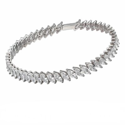 Pulsera Riviere White Marquesa Plata