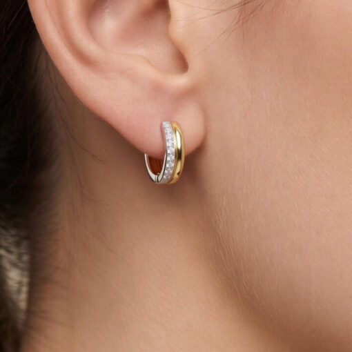 Aros Double Line Plata Bicolor - Imagen 2