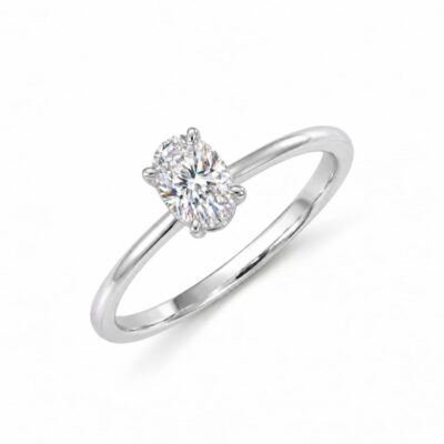 Solitario Oval Aithy Diamante 0,31ct F-VS IGI Oro Blanco 18K