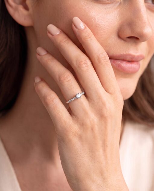 Anillo Mini Venecia Diamantes 0,38ct DF-VVS IGI Oro Blanco 18K - Imagen 3